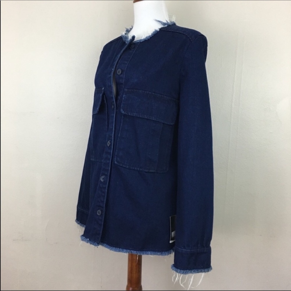 Zara Trafaluc‎ Jean Jacket XS 100% Cotton Relaxed Casual Grunge Edgy Shacket - Picture 6 of 8